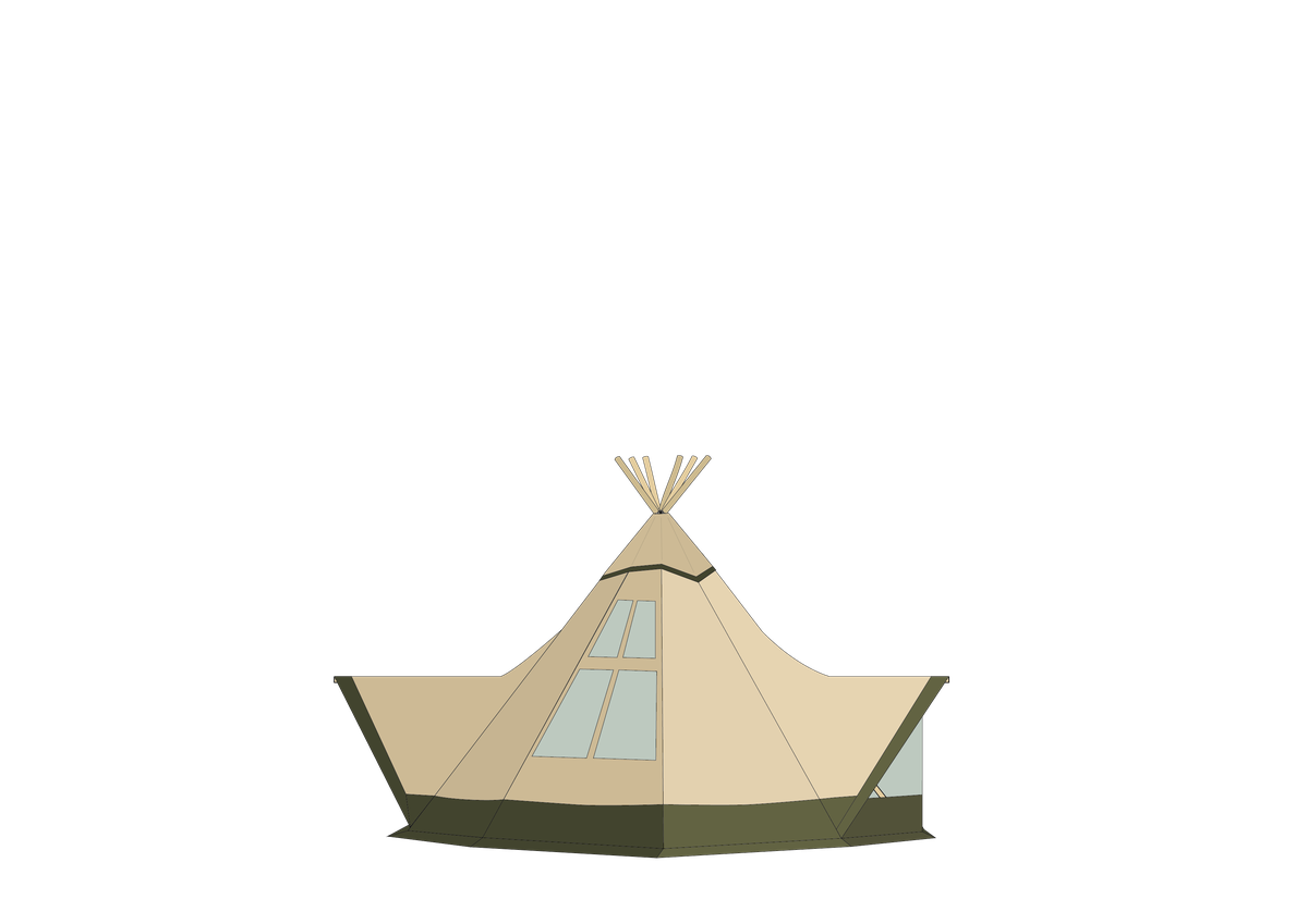 The Lodge medium-sized tipi outdoor classroom illustration for schools and group learning activities