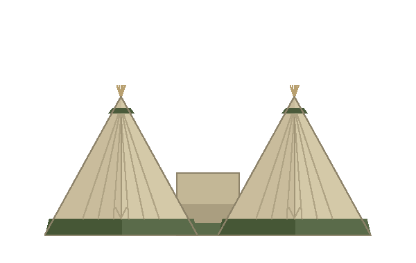 The Campus linked tipi configuration showing two connected Stratus 72 outdoor classrooms