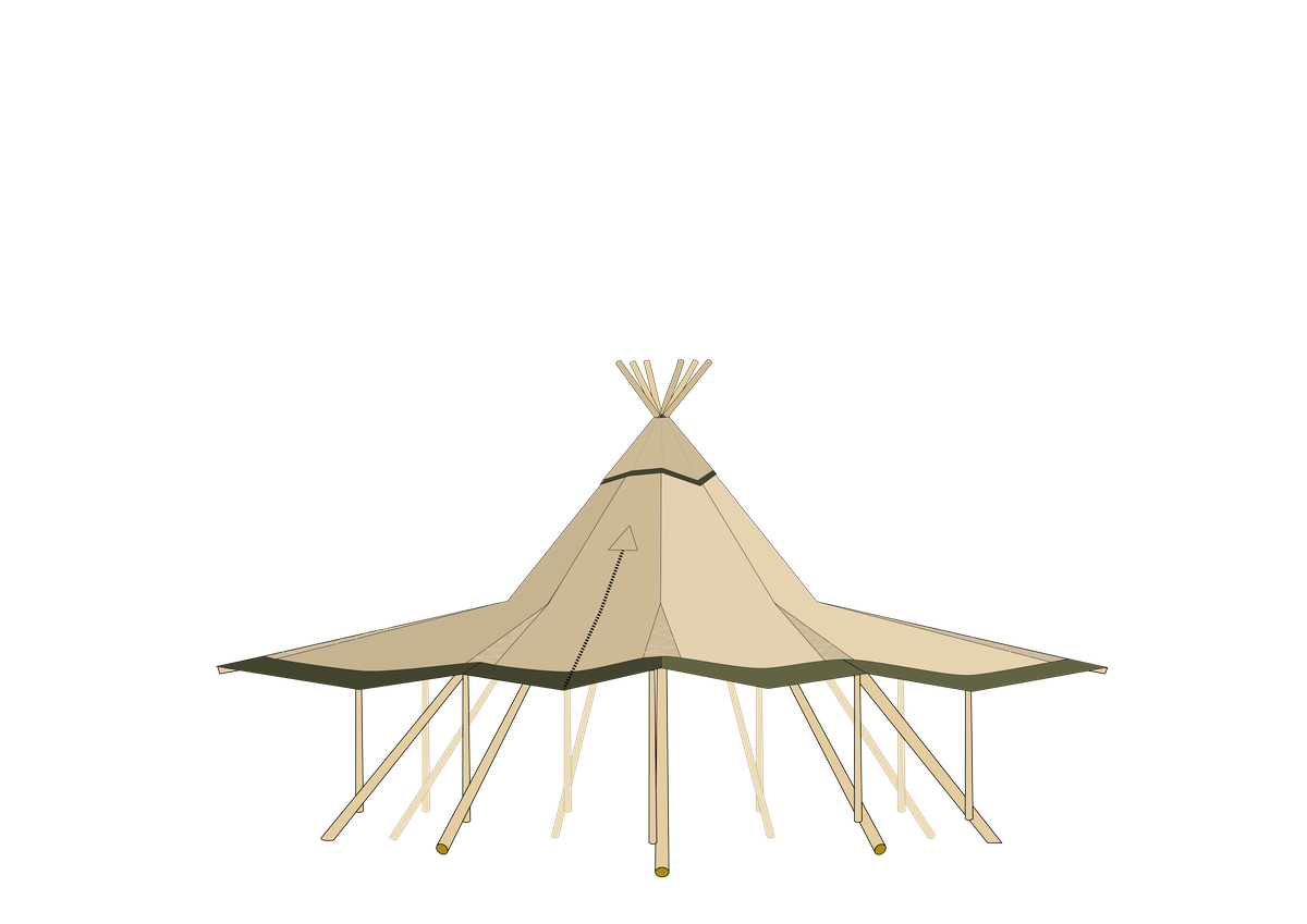 The Pavilion tipi outdoor classroom with sides fully open configuration for air circulation and learning