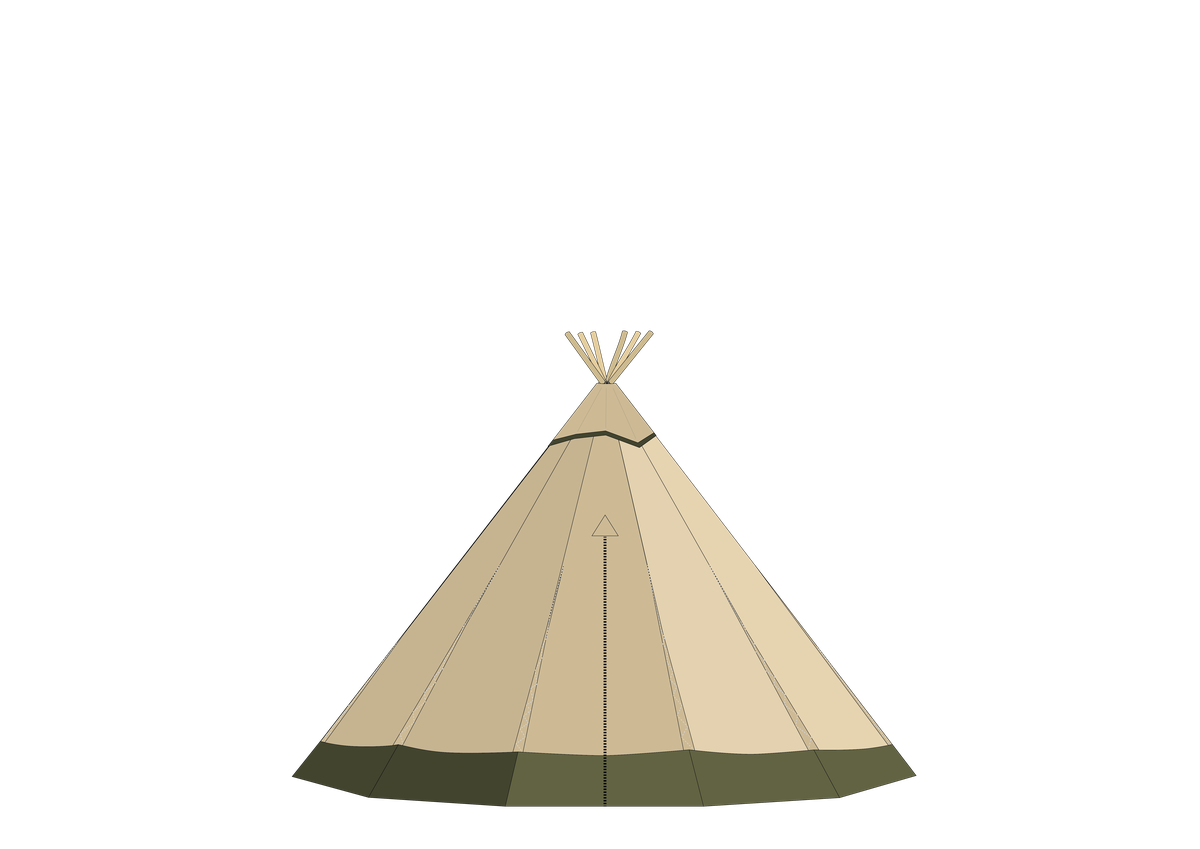 The Pavilion tipi outdoor classroom with sides fully down configuration for weather protection