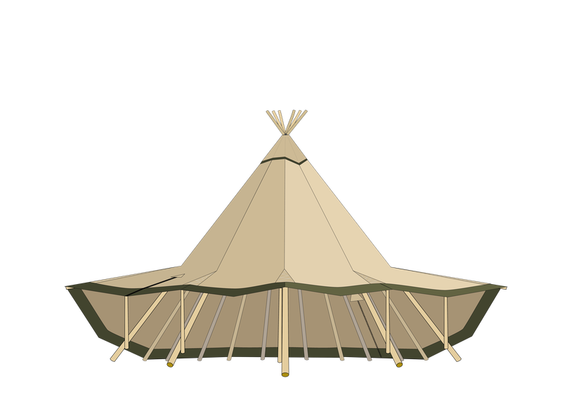 The Cathedral largest tipi outdoor classroom with sides partially raised for flexible outdoor learning