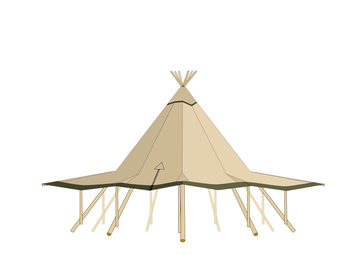 The Cathedral largest tipi outdoor classroom with sides fully open configuration for air flow and learning