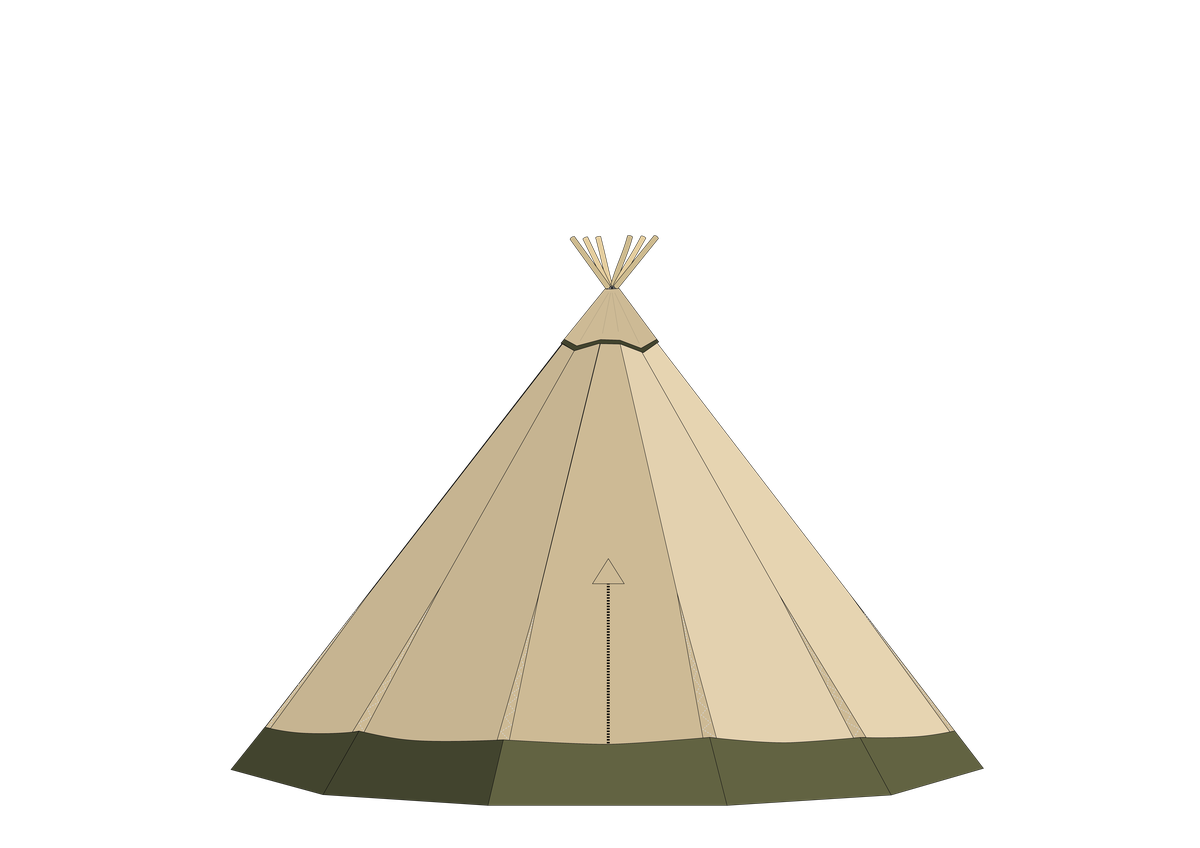 The Cathedral largest tipi outdoor classroom with sides fully down configuration for full weather protection