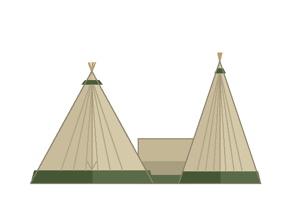 The Village linked tipi configuration showing connected Stratus 72 and Cirrus outdoor classrooms